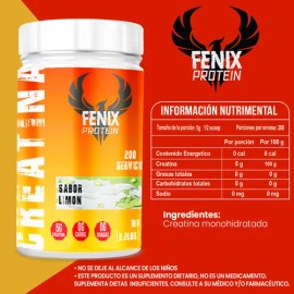 Creatina Monohidratada Fenix Protein 1kg 200 Servicios                                                                                                