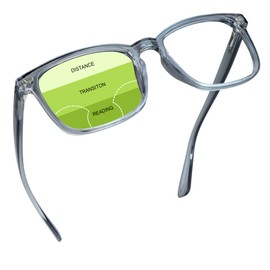 YEIN Progressive Multifocus Reading Glasses, Spring Hinge Blue Light Blocking Glasses for Women Men, No Line Multifocal Readers with Clear Lenses (+0.00/+2.25 magnification)