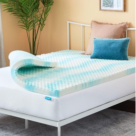 Linenspa - Colchoneta de Memory Foam con Gel en Remolino - Sobrecolchón de Ondas Refrescante de 7.5 cm - Topper para Colchón - Sensación Suave y...   