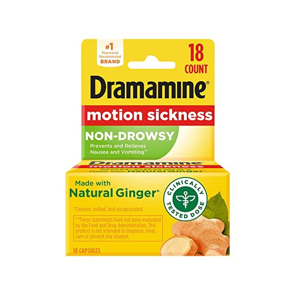 Dramamine Motion Sickness Non-Drowsy, 18 Count (Pack of 1)