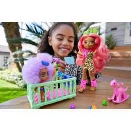 Mattel Cave Club Tot Sitting Adventure Babysitting Playset with Fernessa Doll (8 – 10-inch, Pink Hair), Toddler Doll, Crib, Rocking Horse and Accessories, Toy for 4 Year Olds and Up