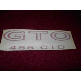 1971 1972 1973 GTO 455 CID FRONT FENDER/REAR QUARTER PANEL DECAL (RED)