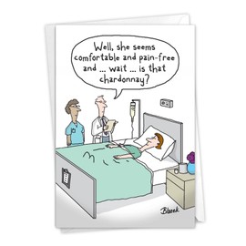 NobleWorks - 1 Funny Get Well Greeting Card with Envelope (4.63 x 6.75 Inch) Chardonnay Drip - C6075GWG