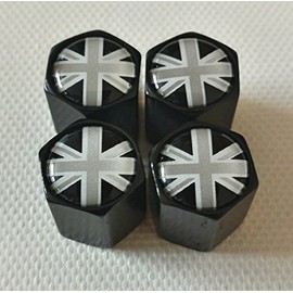 MINI COOPER GREY UNION JACK TOP BLACK Wheel Valve Dust Caps EXCLUSIVE FROM US CLUBMAN CONVERTIBLE COUNTRYMAN PACEMAN JOHN COOPER WORKS