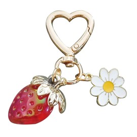 jeunecheval Strawberry Bag Charms Cute Heart Keychains Accessory for Purse