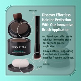 Thick Fiber Thick Fiber Root Touch Up Powder, Medium Brown - Water & Sweat Resistant Hair Loss Concealer Set with Brush for Thin Hairlines and Gray Root Coverage