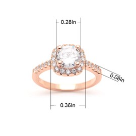 UFOORO Pink Rose Gold Color Rings for Women Sparky Cubic Zirconia Anniversary Wedding Engagement Ring CZ Ring Solitaire Crystal Band Jewellery Gift Size Q