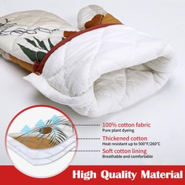 Arquiel Oven Glove and Pot Holder, Set of 2, 100% Cotton Cooking Gloves, Heat Resistant Kitchen Glove for Cooking, Baking, Barbecue, Gift, Boho Abstract