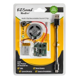EZSound Multiplay Push Button Recordable Sound Chip | Plays Multiple Recordings | Recordable Sound Module | Push Button Control | Card Sound Recorder | Card Voice Recorder | Custom Button Record
