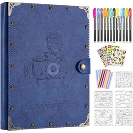 ZEEYUAN Scrapbook Album PU Leather Memory Photo Album 8.5x11 inch, Scrapbooking Supplies Kits for Couples Vintage Travelling Scrapbook Family Scrap Book Christmas Scrapbook