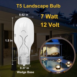 QYKAVM 12-Pack 12 Volt 7 Watt Low Voltage T5 Landscape Light Bulbs for Malibu Lights Landscape, Appliance, RV, Outdoor,Lamp -2800K Warm White,CRI 85 (Clear)