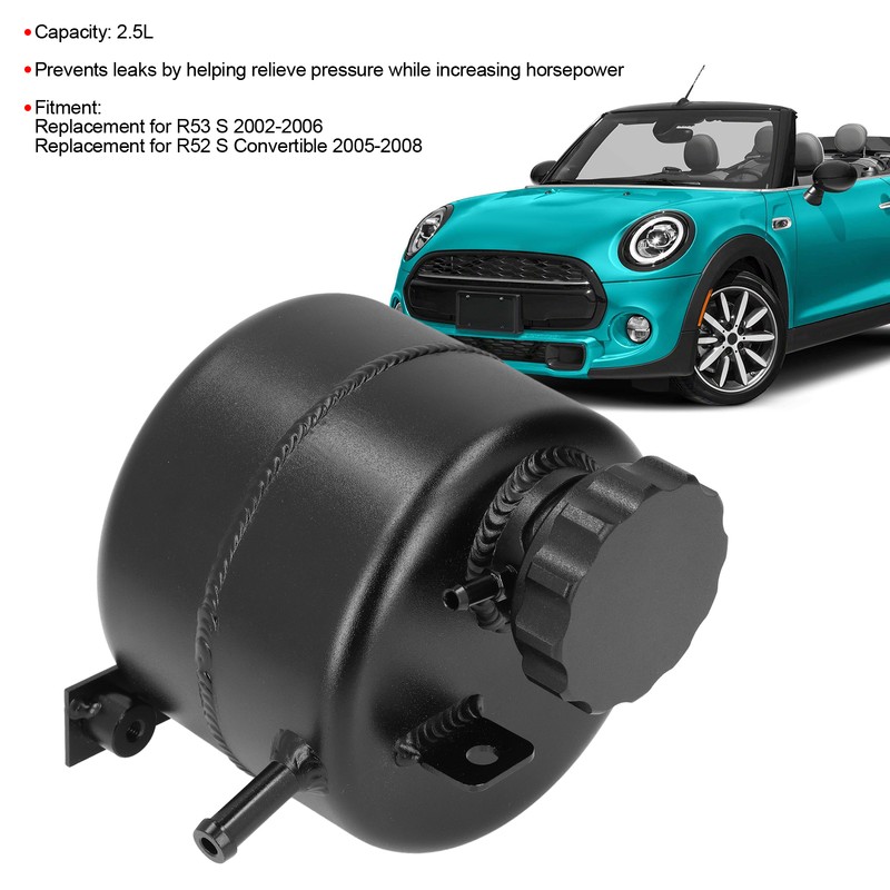 Radiator Coolant Expansion Tank 2.5L Capacity Aluminum Alloy Black Reservoir