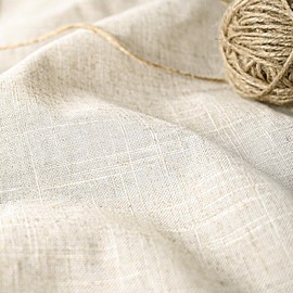 DOSLY IDÉES Farmhouse Shower Curtain,Beige and Gray Stripe,Button Curtain,Linen and Cotton Woven Fabric,Rustic Charm Country Chic Style,72x72 in