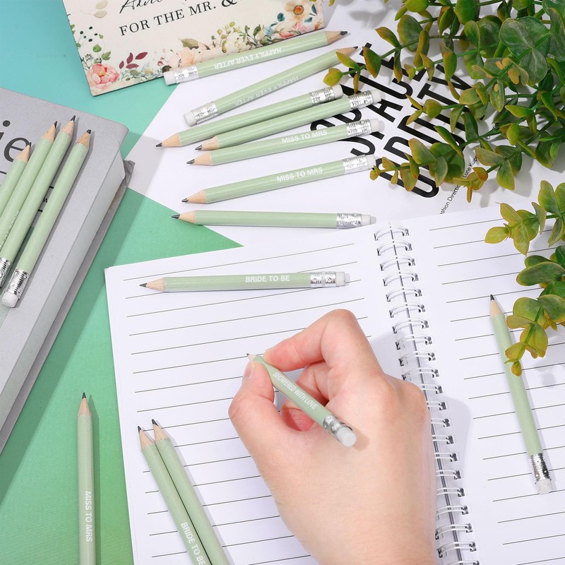 FYSUIMU 48Pcs Bridal Shower Half Pencils with Erasers re Sharpened
