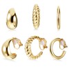 Gold Clip on Earrings, 16K Plated Chunky Waterdrop Tube Hoops
