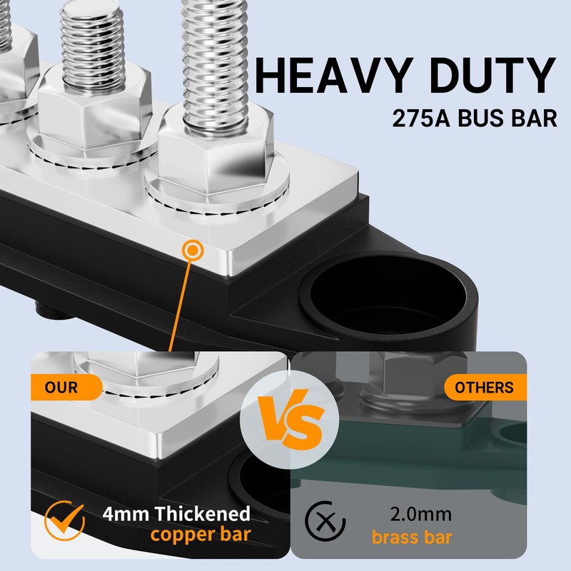 RVBOATPAT 275A Bus Bar 12V Power Distribution Block Car Audio