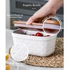 Nucookery Ceramic Butter Dish, Embossed Butter Keeper with Wood Lid