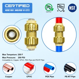 Pushfit Plumbing Fittings 1/2 Inch,Brass Push Fittings 1/2 Inch for Pex,Copper,CPVC,12PCS Coupling,10PCS Elbow,4PCS Tee Fitting,2PCS End Cap, Pack of 28 with Pipe Cutter,Deburring Tool,Disconnect Clip