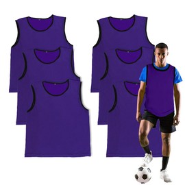 Vivva 6 Pack Scrimmage Training Vest Team Sports Pinnies Jerseys Soccer Bibs Numbered Practice Jerseys Medium Size for Youth,Teenager(Purple)