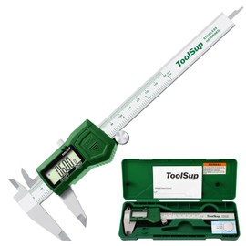 ToolSup IP54 Digital Caliper, 6 inch Electronic Vernier Caliper with Stainless Steel contruction, Inch/Millimeter/Fraction Switch, Large LCD Screen