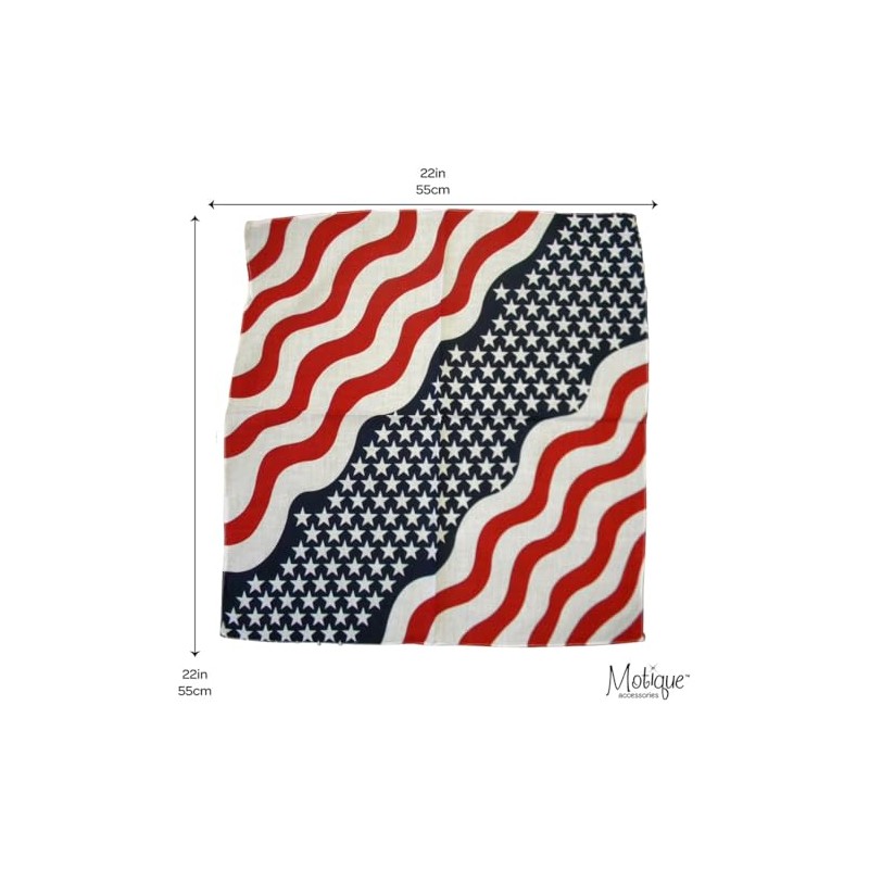 Motique Accessories Cotton Print Bandana (Wavy American Flag)