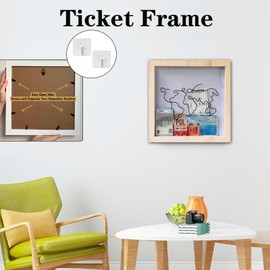 Adventure Archive Box Frame,Large Size Travel Memory Box,Ticket Box Frame with Slot,Wooden Travel Ticket Collection Shadow Box Frame,Creative Memory Box Display Case for Movie Sporting Ticket(30*30cm)