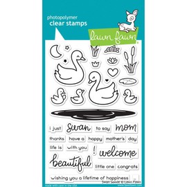 Lawn Fawn Swan Soiree Clear Stamp & Dies + Lawn Fawn Cattails Border Dies - Three Item Bundle