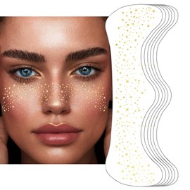 Glitter Freckles Face Tattoo, 6PCS Gold Freckles Temporary Face Tattoos, Face Glitter Makeup Speckles, Face Glitter Makeup Patches(Gold Glitter)