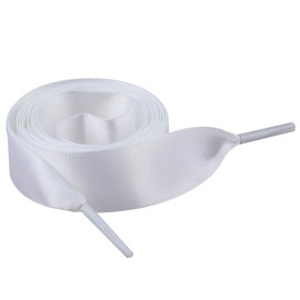 Jamron Flat Silk Satin Ribbon Shoelaces 2 cm Wide for Trainers Ballerinas Pumps P13, White