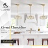 CATINER Small Gold Crystal Chandeliers, Modern Semi Flush Mount Chandelier