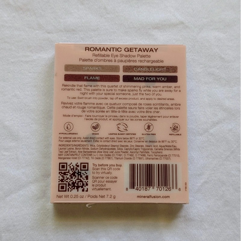 MINERAL FUSION Vegan Eye Shadow Palette, Romantic Getaway