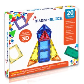 Magni Blocs Imanes Didácticos, Set de 20 Piezas, Bloques Magnéticos 3D, Figuras Geométricas Magnéticas Educativas para Niños, Rompecabezas Magnético en Tercera Dimensión