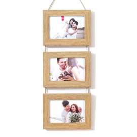 Gmllary 4x6 Wall Hanging Picture Frames, Natural Wood 3 Opening Collage Photo Frames.