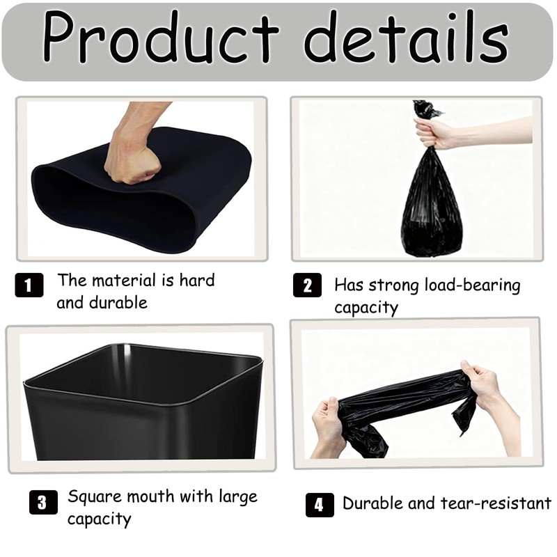 ToiULik 6 Pack Black Small Trash Can with 2 Roll