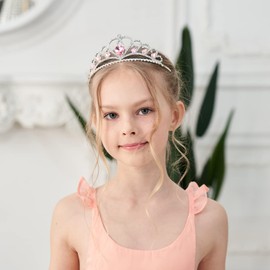 Lovelyshop Enchanting Pink Heart Tiara for Little Girls for Princess Parties and Costume Dress-Up