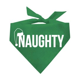 Naughty Funny Christmas Dog Bandana (Green, OS 105)