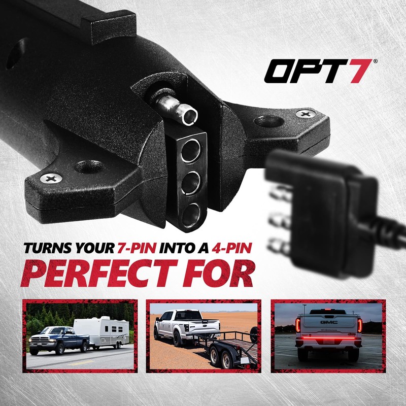 OPT7 7 to 4 Pin Trailer Adapter w/Tester, 7 Way