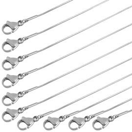 Forise 10 Pack 18 Inch Silver Stainless Steel Snake Chain Necklace with Lobster Clasp for Jewelry Making,1mm
