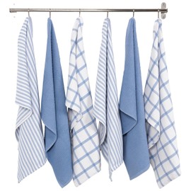 KAF Home Premium Kitchen Towels (18" x 28", 6 Pack), Large 100% Cotton, Flat & Terry Absorbent Dish Towel Set(Sage)