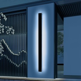 Daoseolo 70.8inch Exterior Wall Light Fixture, 6000K Cold White, Modern Long Outdoor Wall Sconce, IP65 Waterproof, 60W, Black Minimalist Outside LED Strip Lights for Garage, Patio, Balcony, Fence