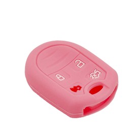 LemSa 2Pcs 4 Buttons Silicone Key Fob Cover Case Remote Keyless Holder for Ford 2011-2016 F150 F250 F350 Mustang Fusion Explorer Taurus Expedition Lincoln MKS MKX MKZ Navigator, Red Pink