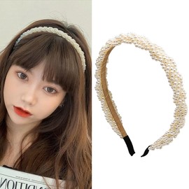 White Pearl Headband Hairband for Women Wedding Bridal Headbands Hairband Non-Slip Elegant French Pearl Hairbands Hair Hoop Wedding Hair Accessories for Brides Bridesmaids