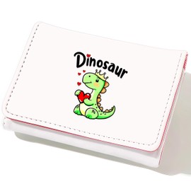 BJDAMAI Dinosaur Wallet For Teens Kids Girls Age 6,7,8,9,10,11,12, Small Slim Thin Mini Compact Women Wallet, Animal Lovers Gifts Stuff, Cash Card Coin Pocket Window For Female!