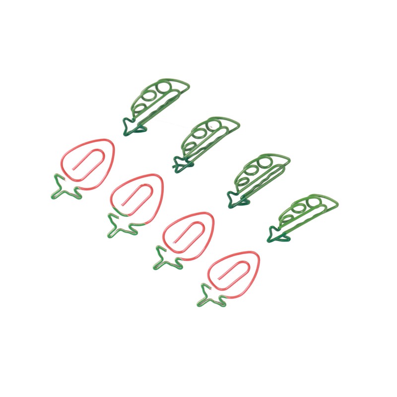 100pcs Metallic Paper Clips Strawberry Pea Shape Antislip Anti Rust