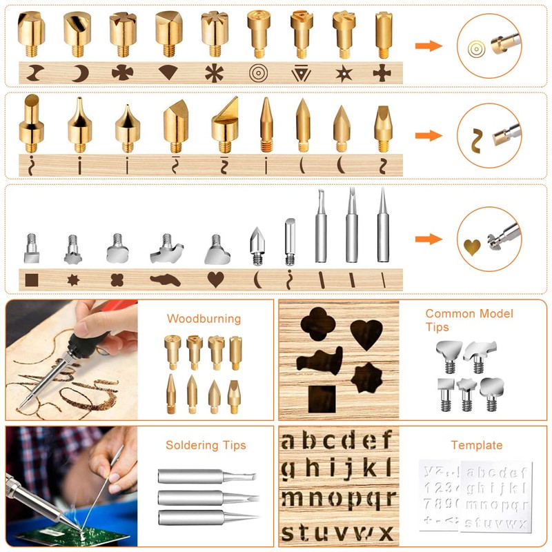 Pyrography Soldering Iron Set, Pyrography Piston Set, Temperature Adjustable 220