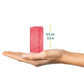 Halbach Seidenbänder Nastro in pizzo larghezza: 37 mm, lunghezza: 15 m, in pizzo al metro su rotolo per matrimonio cucito o decorazione da tavolo, bordo in pizzo per fai da te, colore: corallo