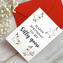 Podagree Happy Birthday To My Silly Goose Card - Birthday Card For Son Or Daughter - Adorable Greeting Card For Child - Card For Niece - Nephew Birthday Card Single 5.3''x 8'' Folded with Envelope