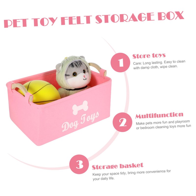 Beavorty Collection Box Pet Toy Organizer Felt Storage Case for