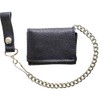 Plain Black Biker Tri-Fold Chain Wallet