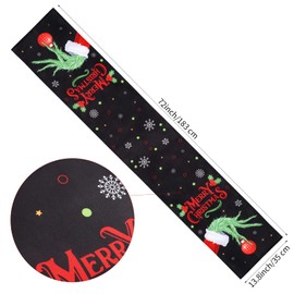 Black Christmas Table Runner, Winter Merry Christmas Table Runner for Christmas Party Holiday Kitchen Dining Table Decor, 14 x 72 Inch